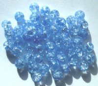 50 6mm Light Sapphire Crackle Beads